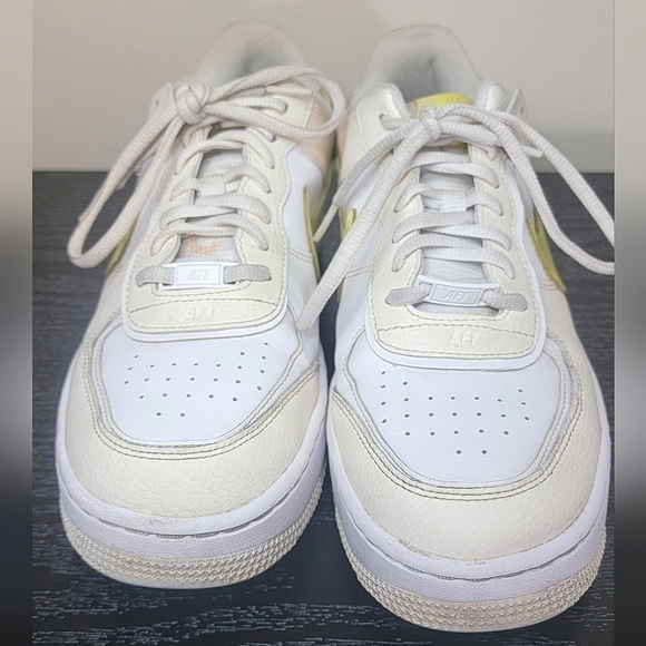 Women's Nike Air Force One Shadow, Pale Ivory Light Zitron, Size 10 - Picture 3 of 6